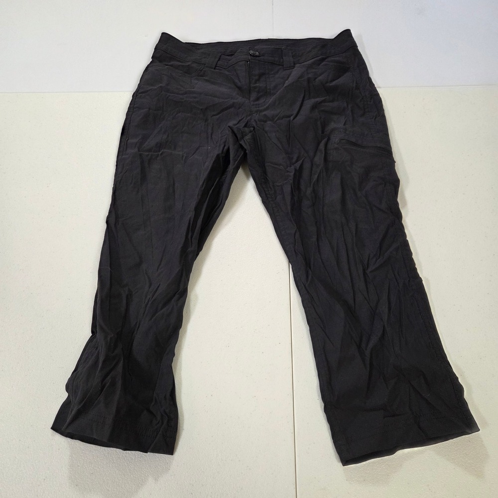Eddie Bauer Womens Black Cargo Hiking Capri Pants Size 6 Mid Rise Straight Leg